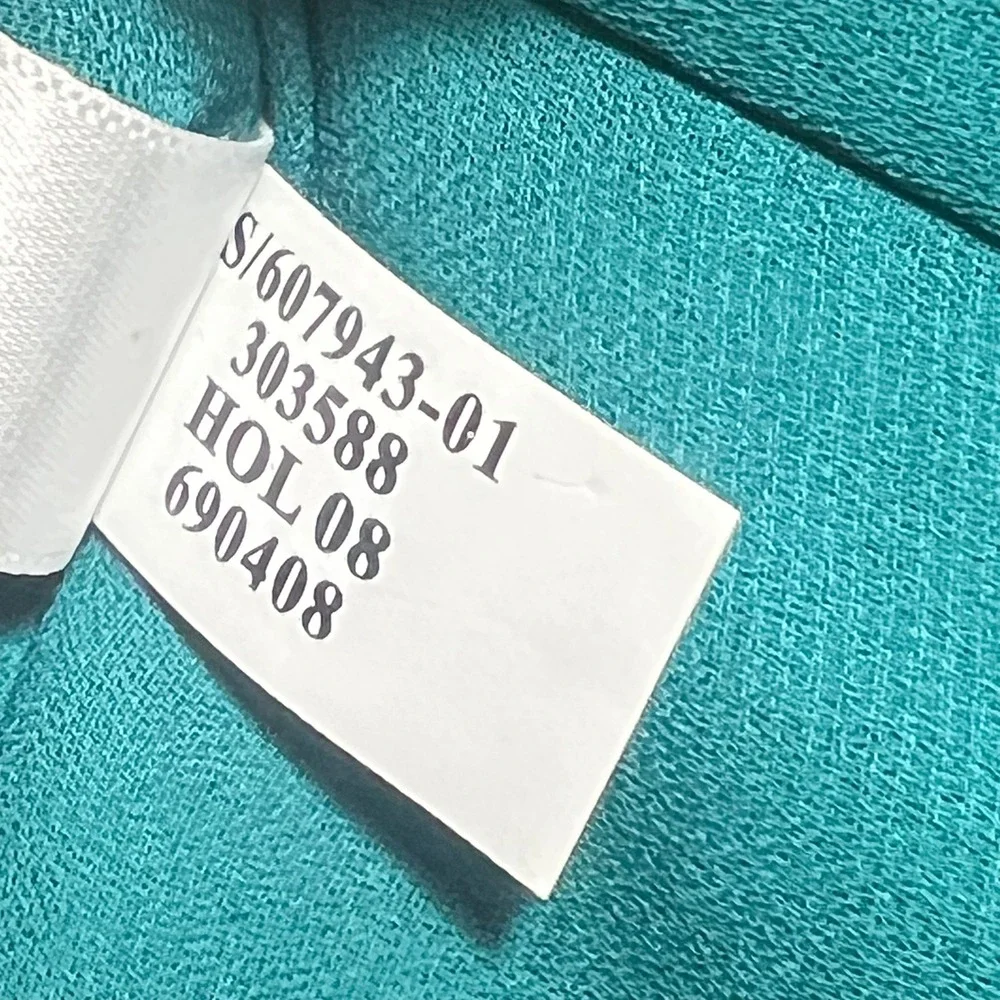 Banana Republic Teal Silk Blend Maxi Dress V-Neck Empire Waist Tall Size 12 - Picture 3 of 11